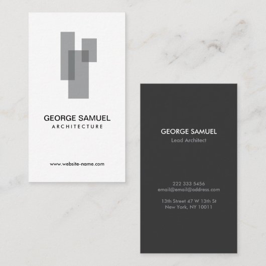 Modern Architectural Blocks Logo Grijs/Wit Visitekaartje (Voorkant / Achterkant)