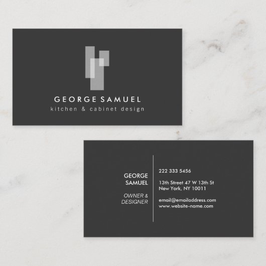 Modern Architectural Blocks Logo II White/Gray Visitekaartje (Voorkant / Achterkant)