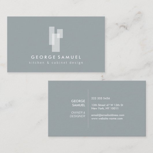 Modern Architectural Blocks Logo II Wit/Leisteen  Visitekaartje (Voorkant / Achterkant)