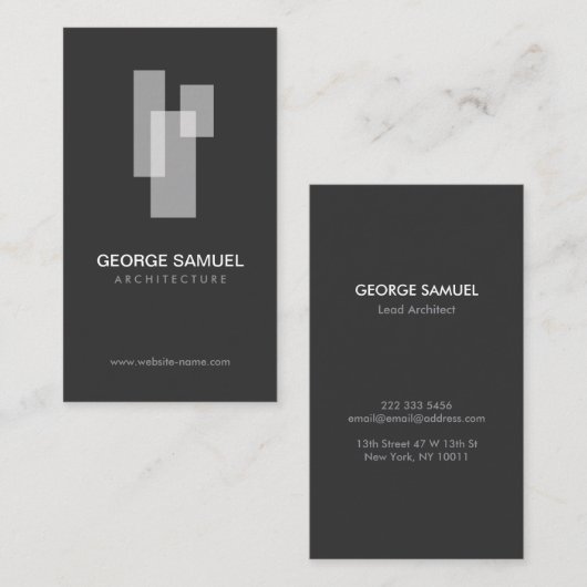 Modern Architectural Blocks Logo White/Gray  Visitekaartje (Voorkant / Achterkant)