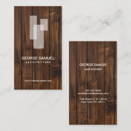 Modern Architectural Blocks Logo White/Rustic Wood Visitekaartje