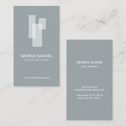 Modern Architectural Blocks Logo White/Slate  Visitekaartje (Voorkant / Achterkant)
