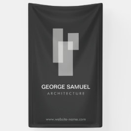 Modern Architectural Blocks Logo Wit/Grijs  Spandoek