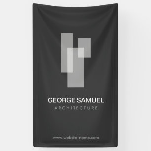 Modern Architectural Blocks Logo Wit/Grijs Spandoek