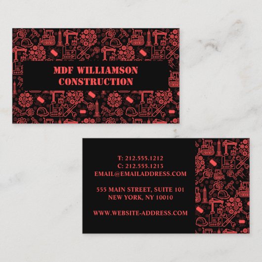 Modern Architectural Blueprint Engineer Pattern Visitekaartje (Voorkant / Achterkant)