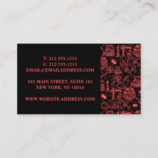 Modern Architectural Blueprint Engineer Pattern Visitekaartje (Achterkant)