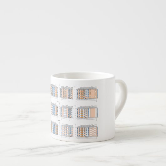 Modern Architectural Facade Design Mug Espresso Kop (Voorkant rechts)