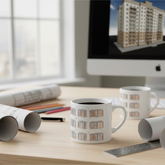 Modern Architectural Facade Design Mug Espresso Kop