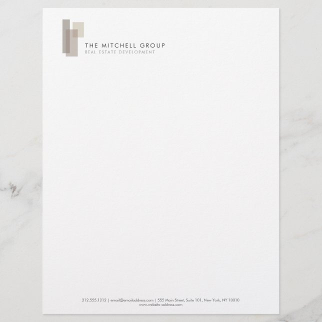 Modern Architecturale Blokken Logo Minimalistisch Briefhoofd (Voorkant)