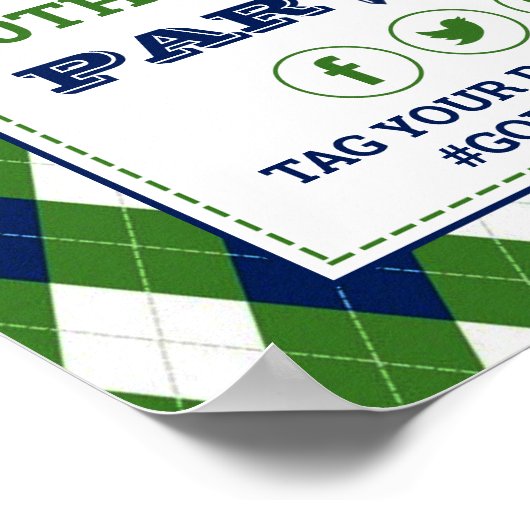 Modern argyle Pattern Golf Any Age Birthday Sign Poster (Hoek)