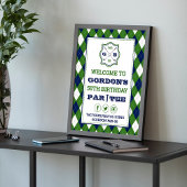 Modern argyle Pattern Golf Any Age Birthday Sign Poster