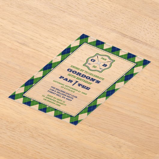 Modern Argyle Pattern Golf Elke dag Acryl Uitnodigingen (Laagn)