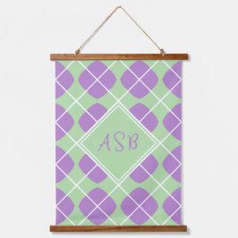 Modern Argyle Purple Green Pastel Monogram Hangend Wandkleed