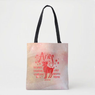 Modern Aries Zodiac Horoscope Personaliseert zich Tote Bag