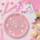 Modern Aries Zodiac Pink Cowgirl Pet Party Papieren Bordje (Feest)