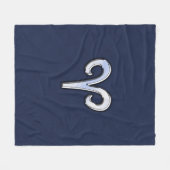 Modern Aries Zodiac Sign Blue Carbon Decor Fleece Deken (Voorkant (Horizontaal))