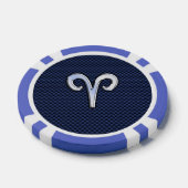 Modern Aries Zodiac Sign Blue Carbon Decor Poker Chips (Enkel)