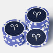 Modern Aries Zodiac Sign Blue Carbon Decor Poker Chips (Opstapeling)