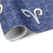 Modern Aries Zodiac Symbol Navy Blue Digital Camo Cadeaupapier (Rol Hoek)