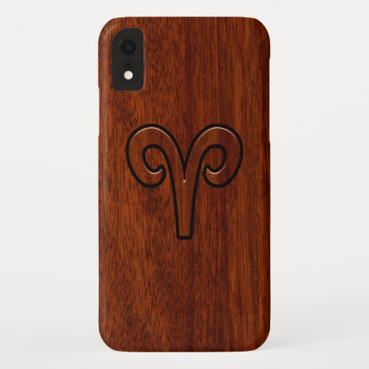 Modern Aries Zodiac Symbool in Mahogany als gedruk Case-Mate iPhone Case (Achterkant)