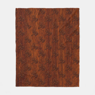 Modern Aries Zodiac Symbool in Mahogany als gedruk Fleece Deken