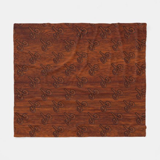 Modern Aries Zodiac Symbool in Mahogany als gedruk Fleece Deken (Voorkant (Horizontaal))