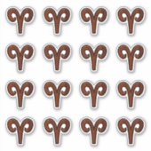 Modern Aries Zodiac Symbool in Mahogany als gedruk Sticker (Voorkant)