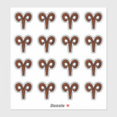 Modern Aries Zodiac Symbool in Mahogany als gedruk Sticker (Vel)