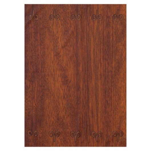 Modern Aries Zodiac Symbool in Mahogany als gedruk Tafelkleed (Voorkant)