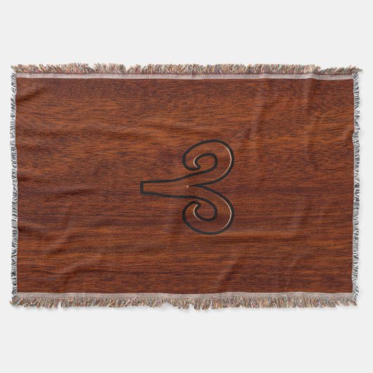 Modern Aries Zodiac Symbool op Mahogany als gedruk Deken (Voorkant)