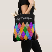 Modern Arlequin patroon Sparkly Mardi Gras Custom Tote Bag (Dichtbij)