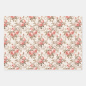 Modern armoedig chic koraal en ivoor Franse rozen Inpakpapier Vel (Voorkant 3)