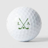 Modern Army-Green Golfer Initialen Clubs & Ball Golfballen (Voorkant)