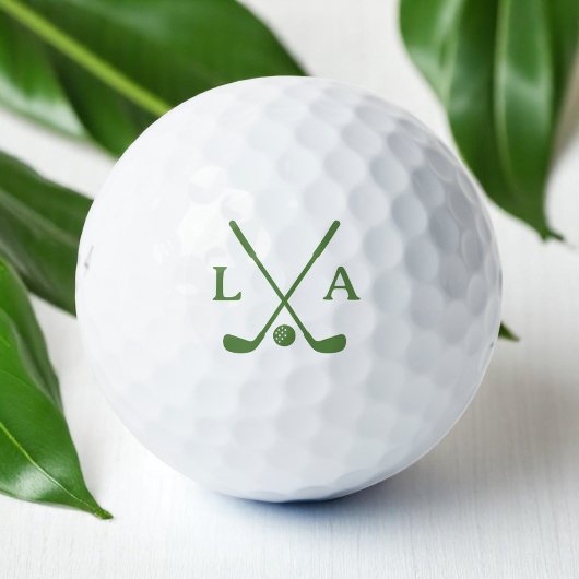 Modern Army-Green Golfer Initialen Clubs & Ball Golfballen