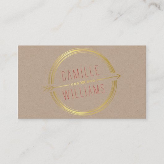 MODERN ARROW LOGO gold folie rustieke hand geteken Visitekaartje (Voorkant)
