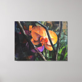 Modern Art Abstract Cubist Orchid Stretched Canvas Afdruk