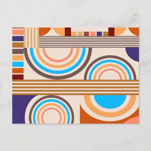 Modern Art Abstract Faux Bauhaus Pattern Briefkaart (Voorkant)