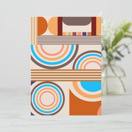 Modern Art Abstract Faux Bauhaus Pattern Feestdagenkaart (Staand voorkant)