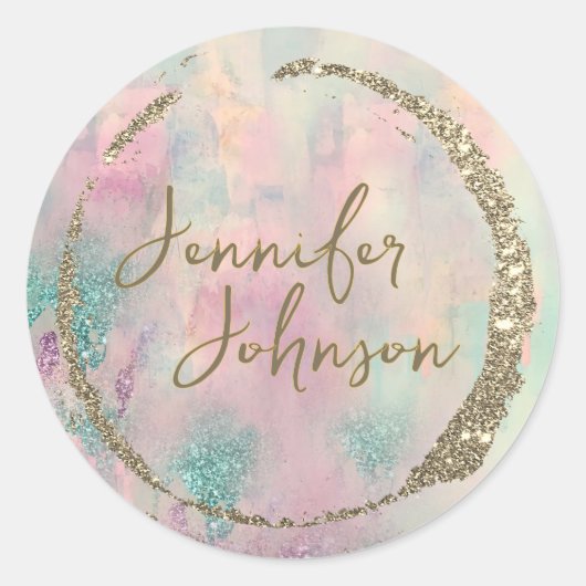 Modern Art Abstract  Paint Watercolor Artist  Ronde Sticker (Voorkant)