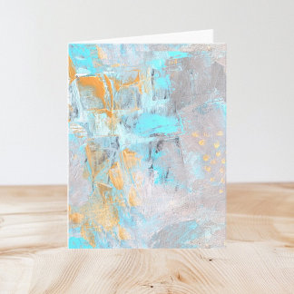 Modern Art Aqua en Goud Gevouwen Blank Note Kaart