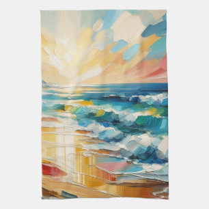 Modern Art Beach Sunset Art Design Theedoek