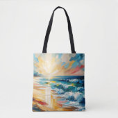 Modern Art Beach Sunset Ocean Design Tote Bag (Voorkant)