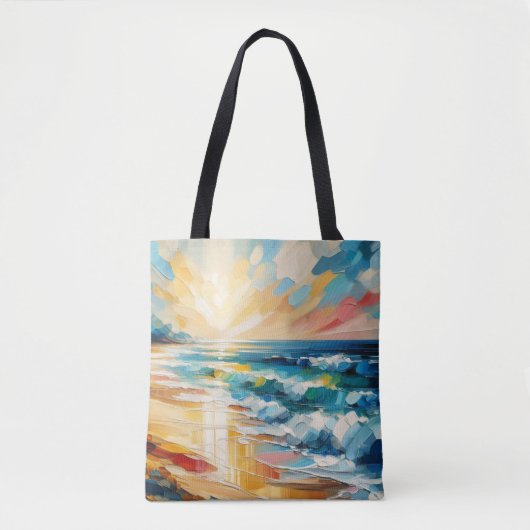 Modern Art Beach Sunset Ocean Design Tote Bag (Voorkant)