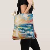 Modern Art Beach Sunset Ocean Design Tote Bag (Dichtbij)