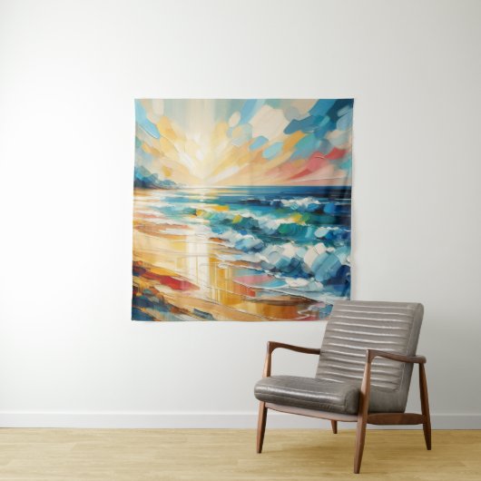 Modern Art Beach zonsondergang Wandkleed (In situ)