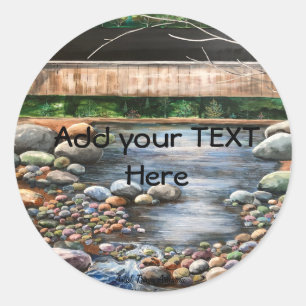 Modern Art Blues BROOK PAINTING Personaliseren Ronde Sticker