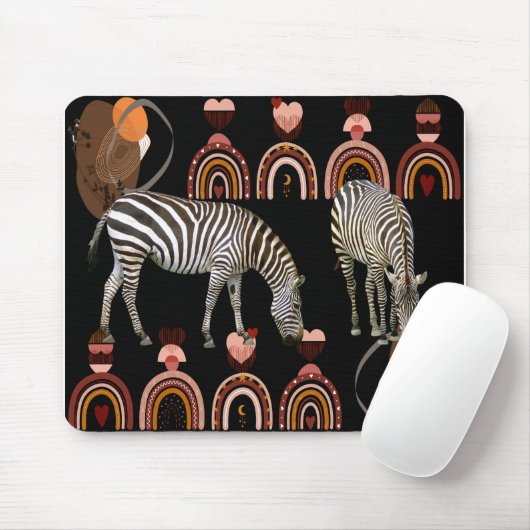 Modern Art Boho Bohemian Animals Rainbows Zebras Muismat (Met muis)