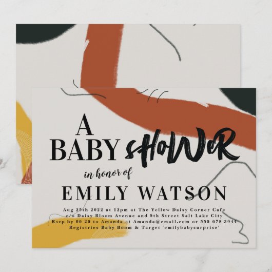 Modern Art Boy of Girl Abstract Baby shower Kaart (Voorkant / Achterkant)