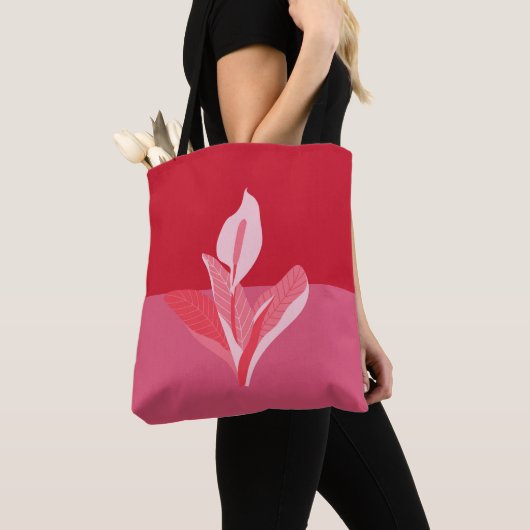 Modern Art Calla Lily Roze Tote Bag (Dichtbij)
