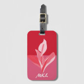 Modern Art Calla Lily Rroze Monogram Bagagelabel (Voorkant (verticaal))